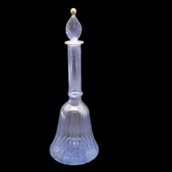 Egyptian Hand Blown Glass Perfume Bottle Blue W/Gold Trim 6.5" READ - Picture 2 of 5